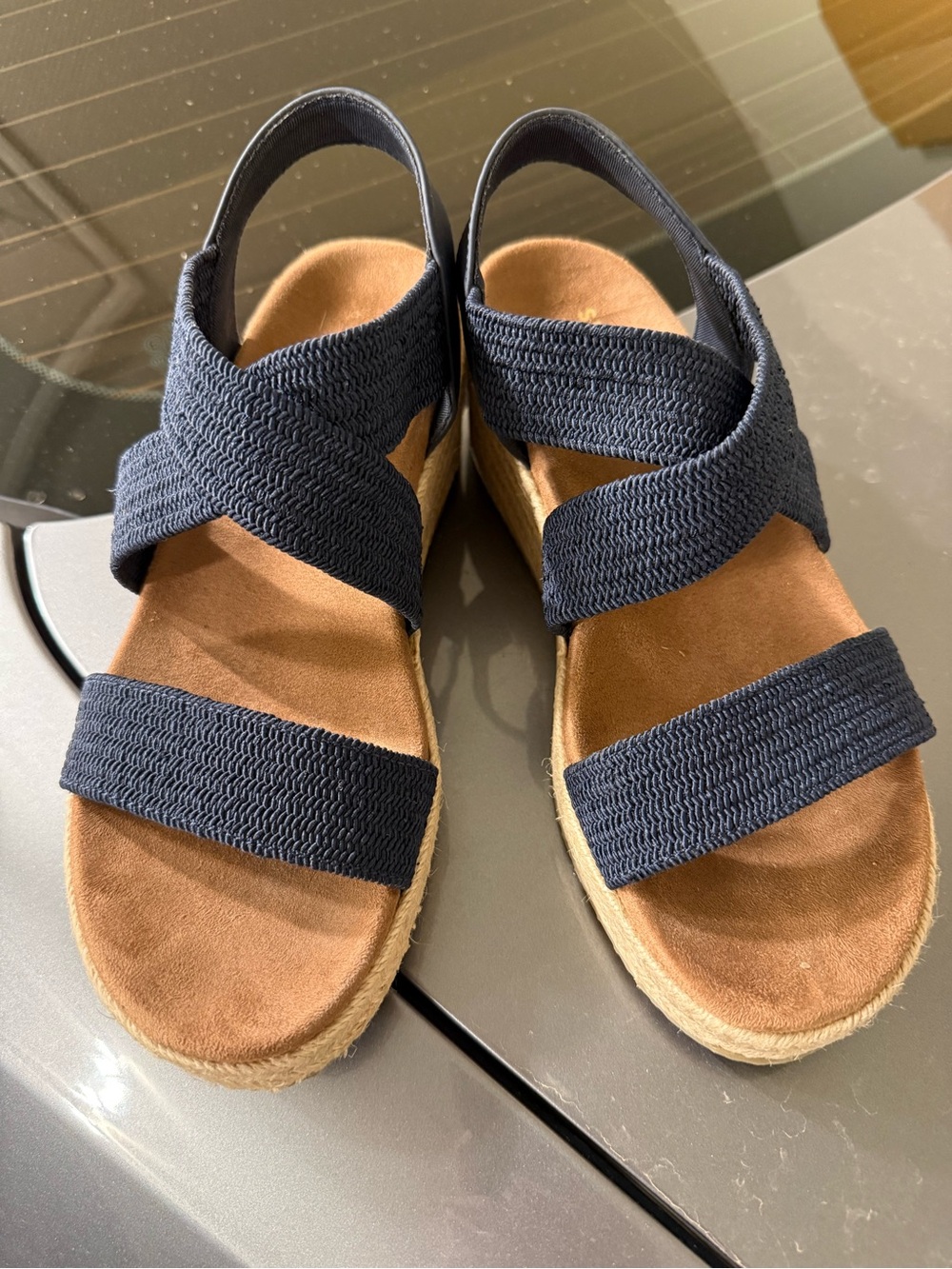 Skechers Navy Crisscross Elastic Strap Women's Sandals